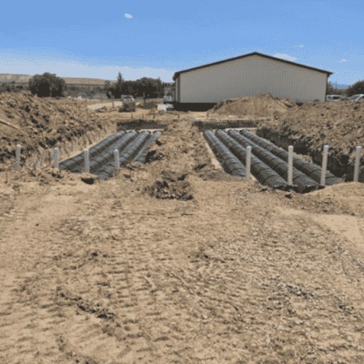 New septic leach field trenches installed on a Western Colorado property